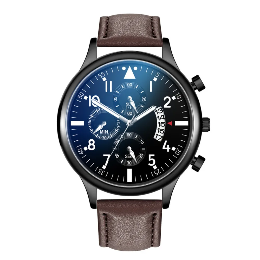 

Geneva Relogio Masculino Three-eye Large Dial Calendar Watch Men's Business Fashion Quartz Leather Band Saat Maschi Watches