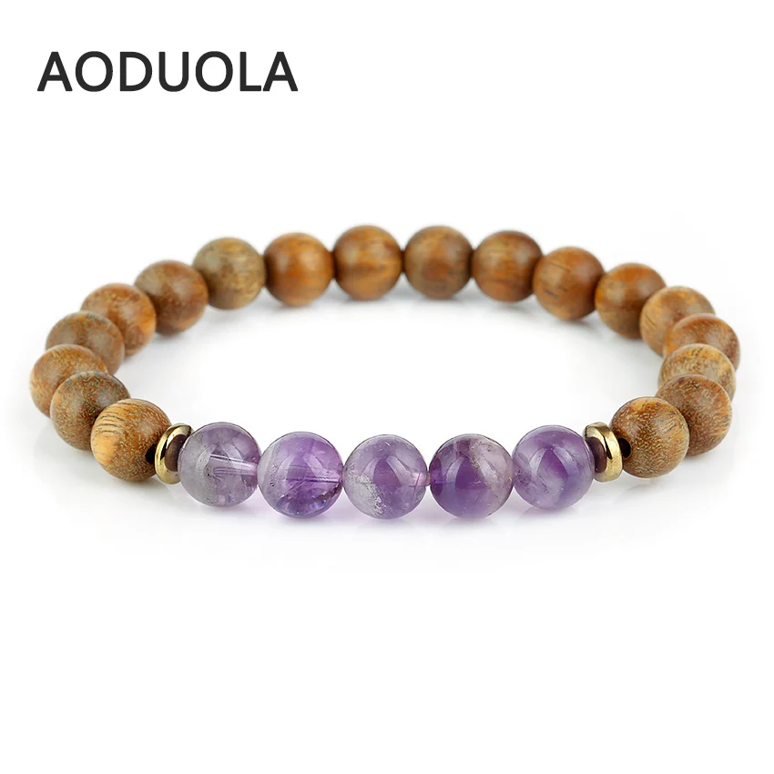

Sandalwood Beads bracelet With Natural Stone bead Elasticity Wood Bracelet charm bracelets for women jewelry gift Fashion new