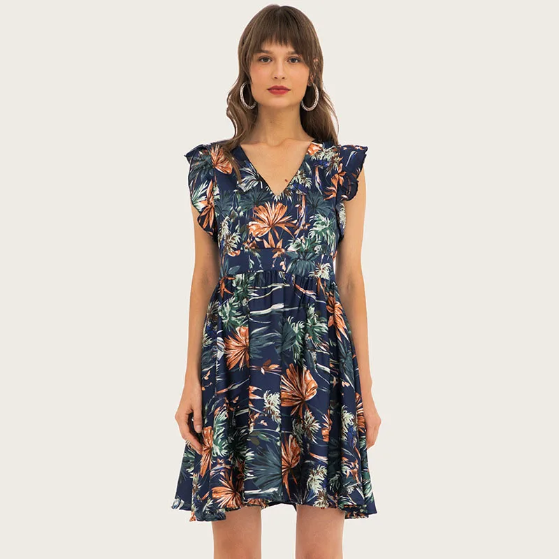 

AcFirst Summer Women A-Line Dress Ruffles Mini Dresses Deep V Neck Ruffles Evening Party Office Lady Sexy Dresses Plus Size