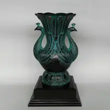 NEWEST Chinese Antique Imitation Bronze ornaments Fitting Cfafts Retro Siamese Peacock Vase Living Room Home Decoration