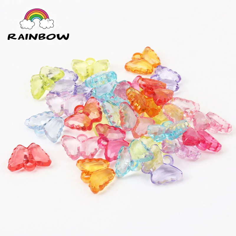 Смешанные бабочки Кристалл Шарм акриловый материал Подвески Бусины Подходят