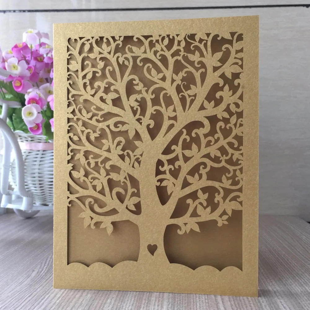  50pcWholesale personalise acrylic Wedding Invitation Card box Laser Cut Luxury delicate design love - 32837120855