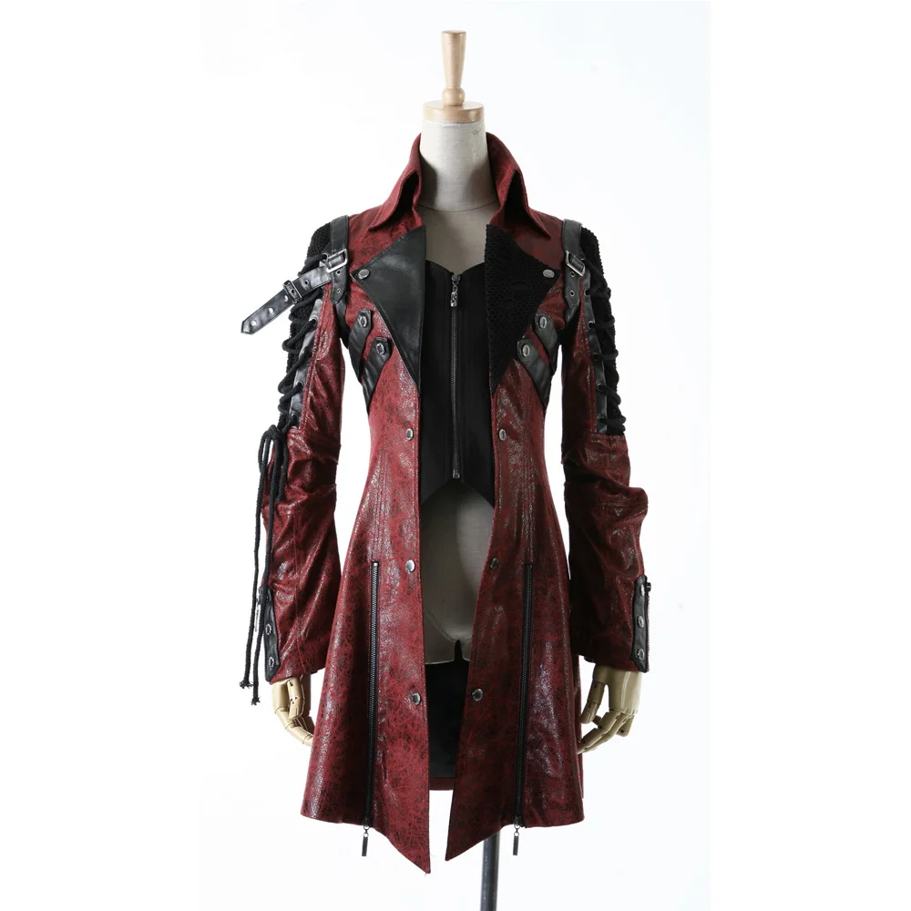 

Punk Rave Goth Womens Man-made Leather Rock studded Cotton Jacket Coat Streampunk HoodieLot S-3XL Y349