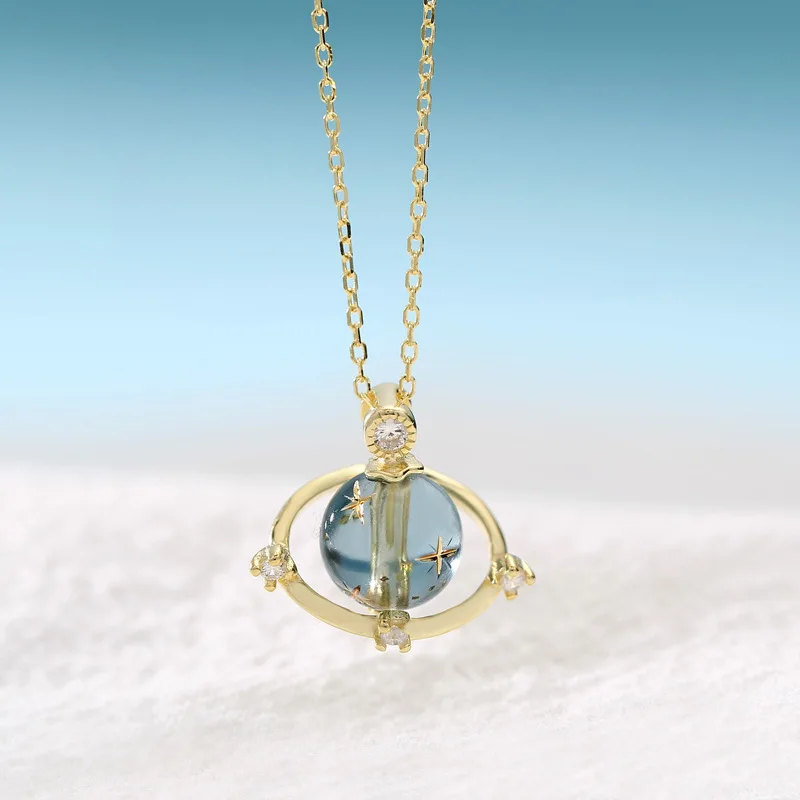 Silvology 925 Sterling Silver Colored Glass Necklace Blue Crystal Universe Japan Style Pendant For Women 2019 Jewelry |