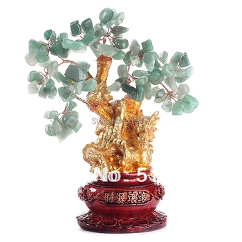 

natural Crystal lucky tree, bring in wealth and treasure fortune tree green-JX1737