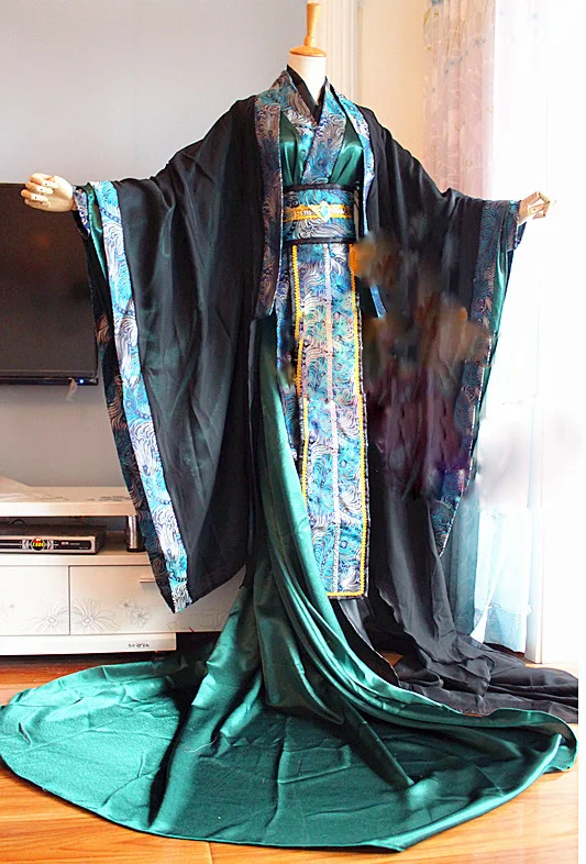 SinGyoku Guardian BL/Новый мужской костюм кунлун Бог Павлин зеленый Hanfu длинный хвост Cos Qi