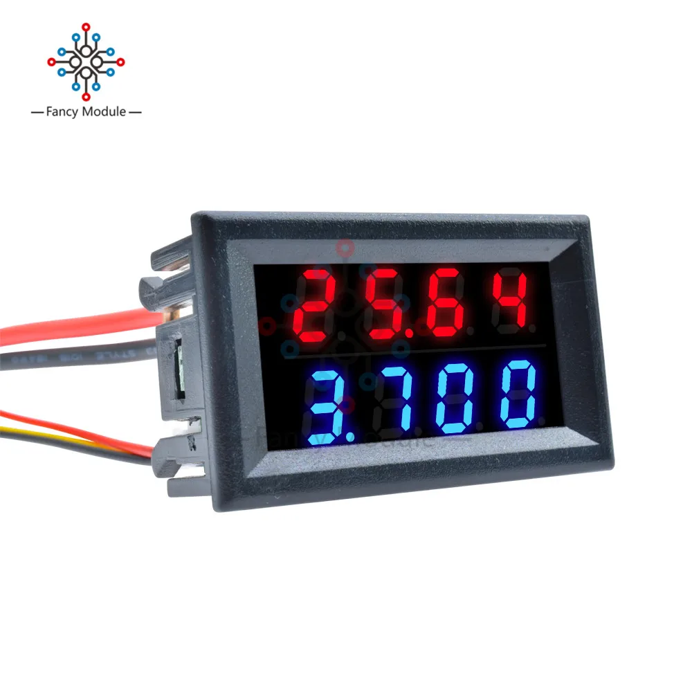 Цифровой вольтметр Амперметр DC100V/200V 10A красный синий 4 битный двойной