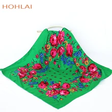 Роскошный модный стильный русский этнический узор, Женский хлопковый маленький шарф, платок, шарф 70 см X 70 см, хиджаб, шаль