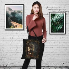 Crowsdale индивидуальная двухсторонняя печать в индийском стиле, женская большая сумка для покупок, сумка на плечо для дам, льняная 43 см* 43 см