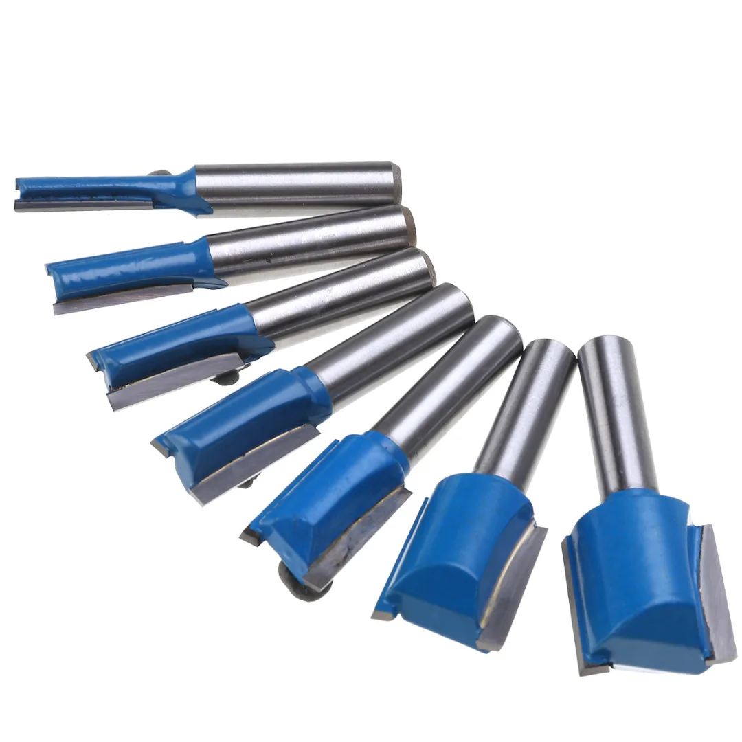 1Pc 8mm Medium Carbon Steel Shank Straight Router Bit Set 6/8/10/12/14/18/20mm Cutting Diameter Used On Turning Lathe Machine