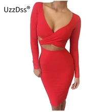 Blue Black White Long Sleeve Elastic Cotton Warm Winter Elegant Party Dresses 2016 Sexy Midi Pencil