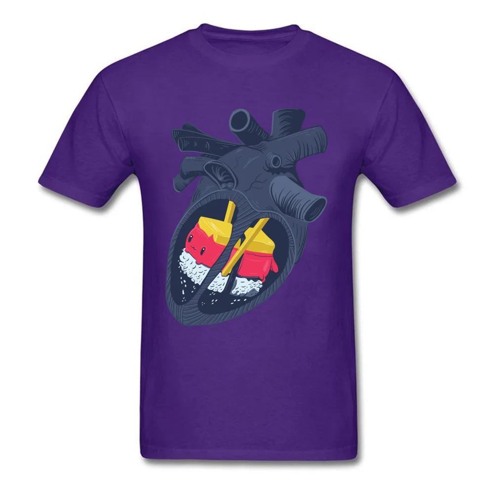 Hearth Sushi Kawaii Top T-shirts New Fashion Short Sleeve Party 100% Cotton Round Collar Men Tops Tees T Shirt April FOOL DAY Hearth Sushi Kawaii purple