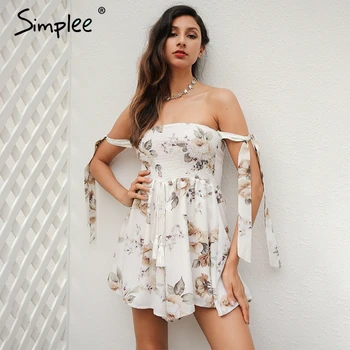 

Simplee Backless flower print jumpsuit romper women Elastic drawstring special sleeve playsuit Summer beach party short overalls