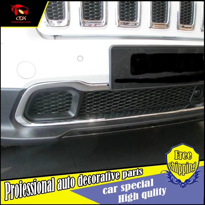 Автомобиль-Стайлинг автомобиля спереди ниже решетка отделка для Jeep Cherokee- ABS Хром передний центральный решетка крышки отделка украшение автомобиля
