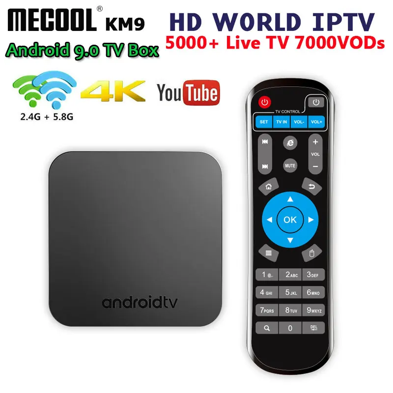 

MECOOL KM9 Android 9.0 tv box support iptv 4GB 64GB 2.4/5G wifi 4K HD2.0 H.265 3D Youtube NETFLIX Google Play h96max set top box