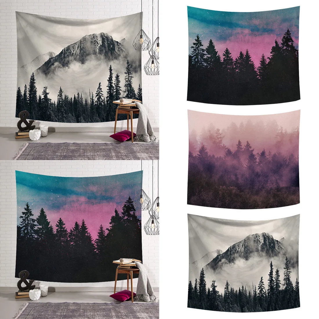 

Yoga Mat Nordic Deep Forest Tapestry Wall Hanging Tapestries Throw Bedspread Blanket Rug Home Bedroom Decor Picnic Cloth