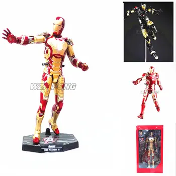 

New Hot 28cm The Avengers Iron Man Action Figure brinquedos PVC with LED Light Iron Man Movable joint Model kids toys Gift