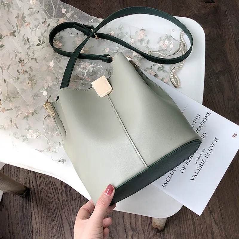

Small Bucket Bags For Women 2019 Green PU Leather Crossbody Ladies Luxury Travel Purses Handbags Shoulder Bolsa Feminina Modis