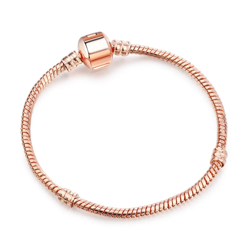 Высокое качество 16-21 см змейка цепь звено браслет подходящая Европейская Подвеска DIY браслет для женщин DIY Мода для украшения подарка - Окраска металла: C003 rose