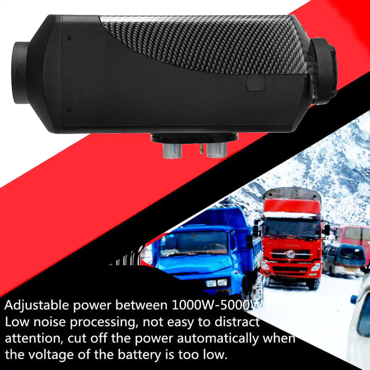 Kit Completo Diesel Air Heater per Camion Autobus Barca 5KW 24V Riscaldamento da Parcheggio con Interruttore LCD Termostato Serbatoio Silenziatore e Telecomando VEVOR Riscaldatore ad Aria Diesel