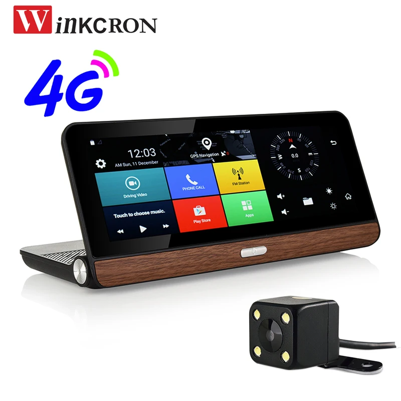 

8 inchs 4G SIM Slot Car DVR Camera Android GPS WiFi Bluetooth Phone Dashboard Dual Lens FHD1080P 16GB Rear View Camera free map