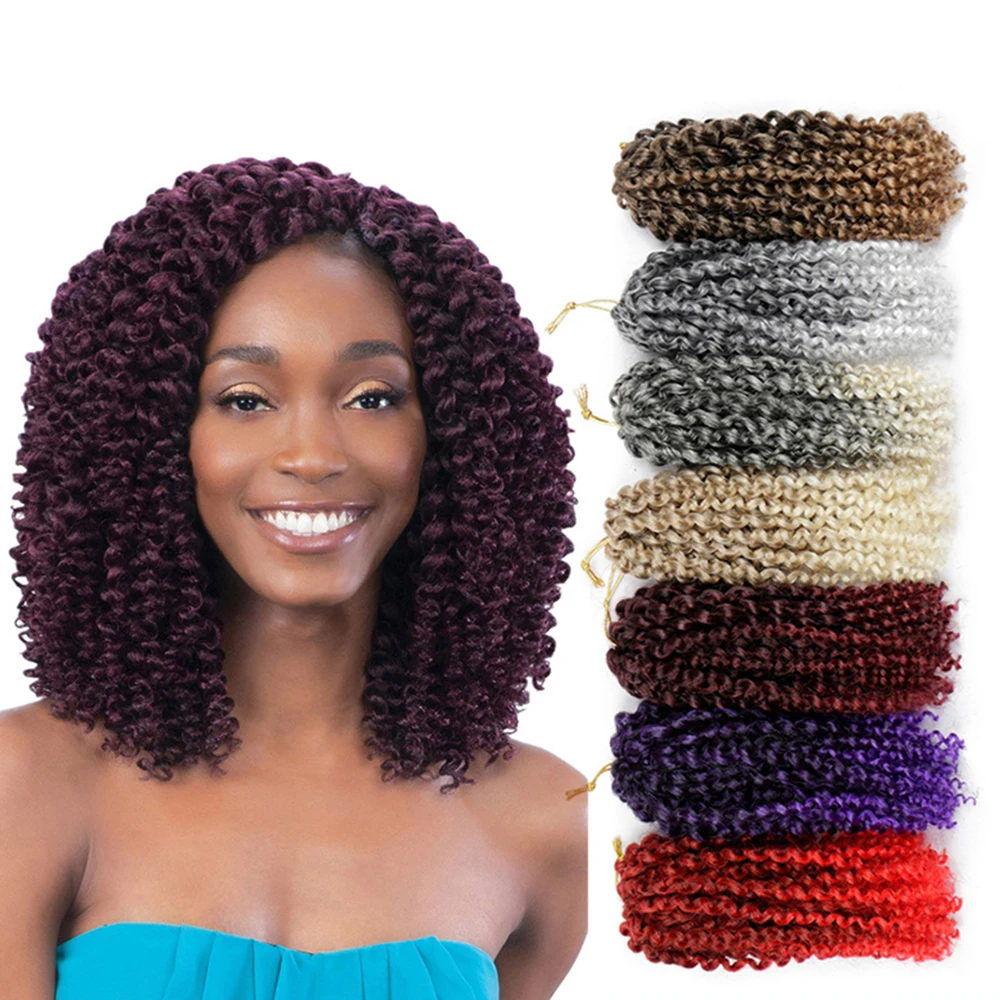 

3pcs Hot Sale 9 Inch Invisible Wire No Clip One Piece Hair Extensions Colorful Jamaican Bounce Curly Hair Natural Synthetic