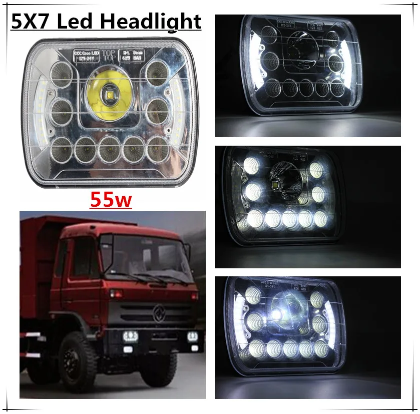 DOT 7x6/'/' LED Headlight //w DRL Sealed Beam Square Headlamp For Truck Pickup