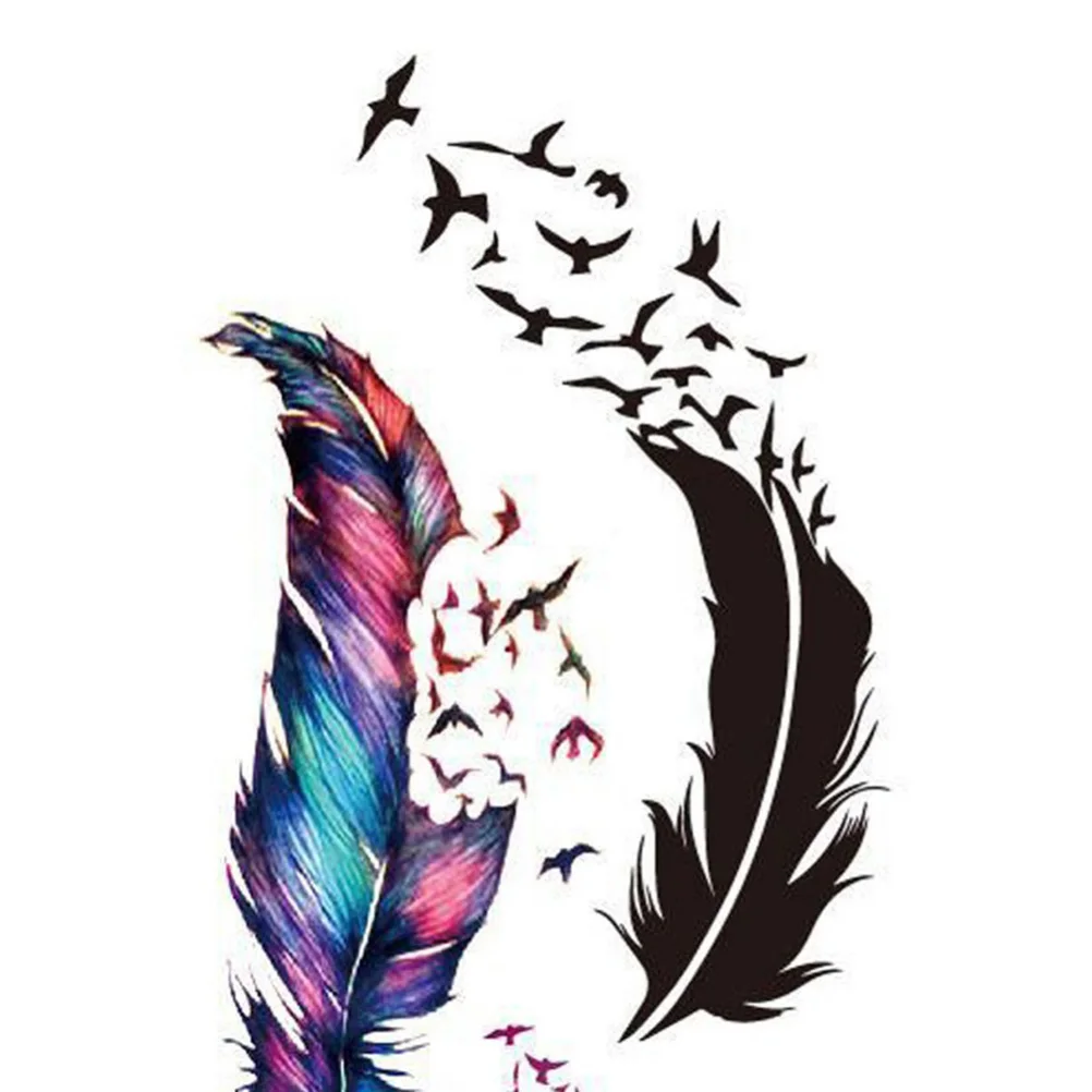 

Colorful Body Art Feather Small Birds Tattoos Sticker Glitter Tatoo Peacock Feather Environmental Waterproof Tattoos