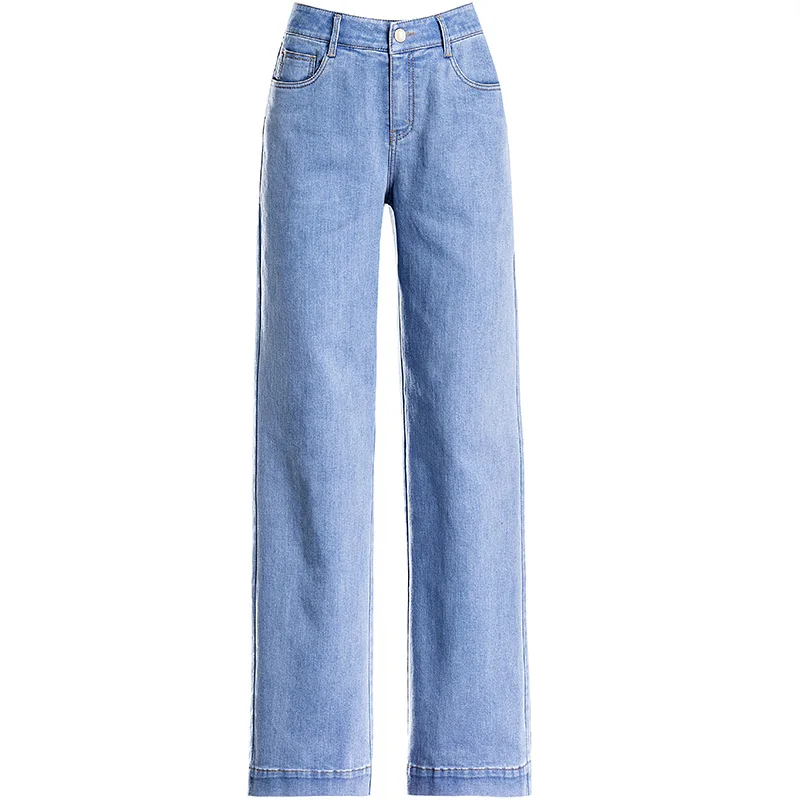 Новые женские длинные джинсы с высокой талией, высокое качество, свободные смягчители, широкие штаны с карманами на молнии, отбеленные, весна-лето