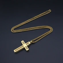 Дизайн женское ожерелье с крестом из нержавеющей стали 60 см цепь винтовая подвеска Крест Золотой цвет мужское ожерелье для женщин лучший подарок