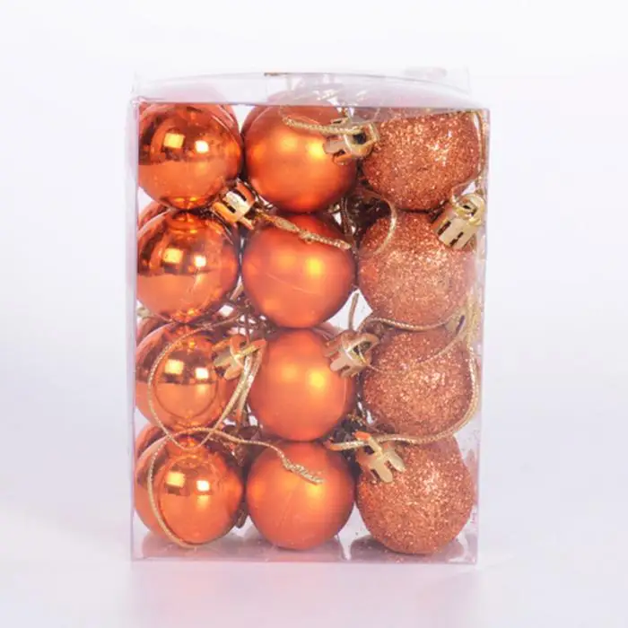 24 шт. 30 мм Мини рождественские мячики елочные шары Пластиковые Дерево Подвесные Украшения для вечерние QJS магазин