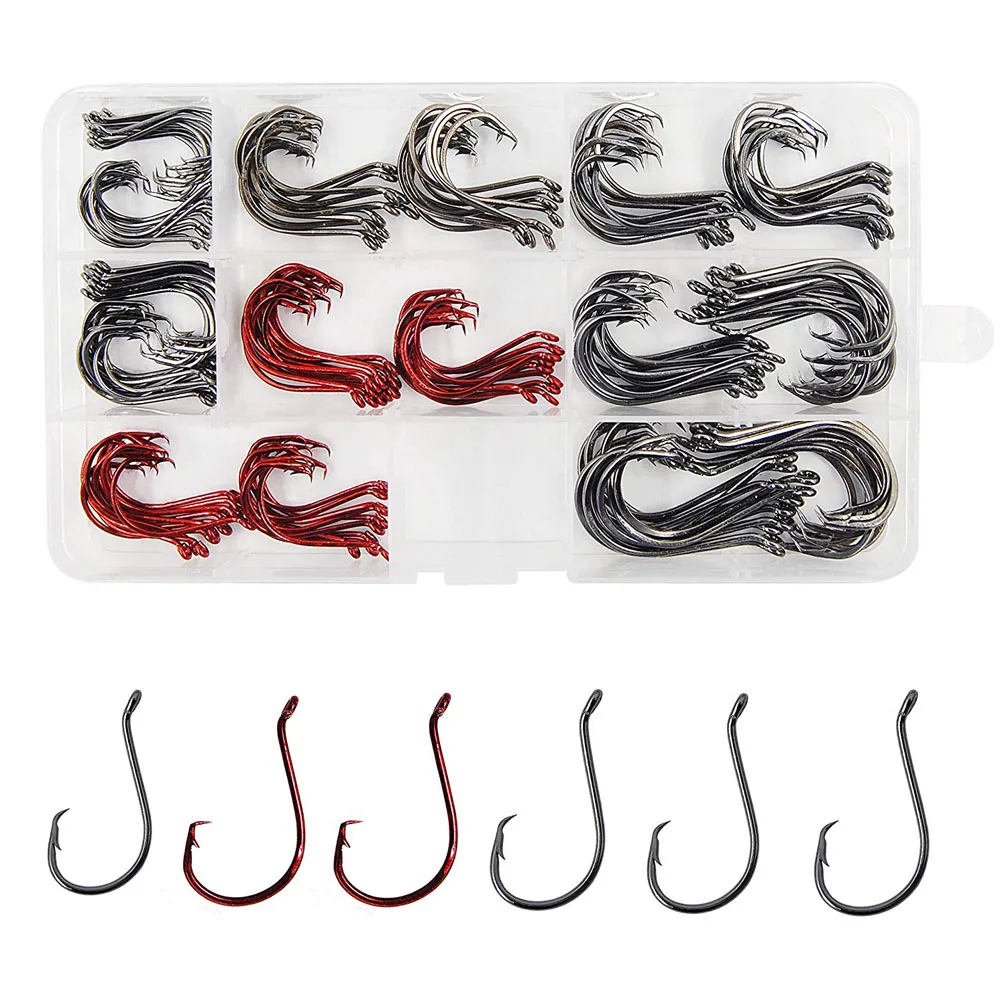 

160Pcs/Box 7384 High Carbon Steel Fishing Hooks Offset Sport Circle Hook Sharp Octopus Fishing Hooks Size 1#-5/0