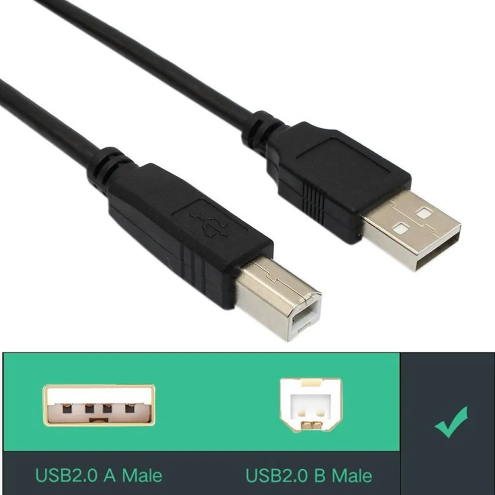 USB 2.0 طابعة ملحق تمديد كابلات USB A إلى B طابعة ماسحة كابل رصاص سرعة تصل إلى 480 ميغابت في الثانية ل HP كانون كسمارك إبسون ديل زيروكس