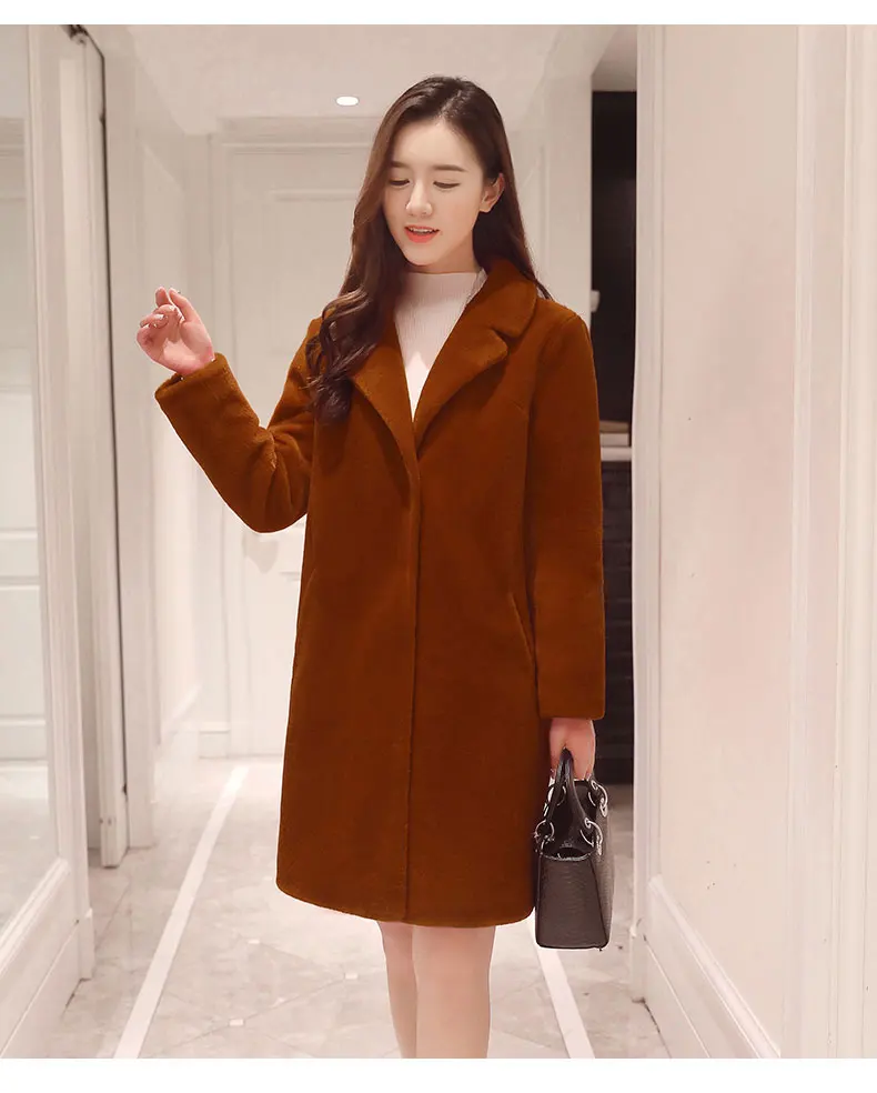 women winter thick coats and jackets female warm natural Merino Sheep Fur casual plus size female middle long sleeve outwears