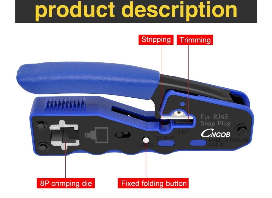 CNCOB 8P8C RJ45 Кабельный щипцы, Ethernet перфорированный РАЗЪЕМ Обжимные Инструменты, многофункциональные сетевые инструменты, кабельные зажимы