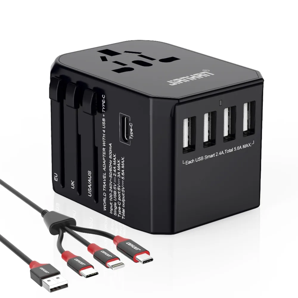 Дорожный Usb-адаптер JIANHAN универсальный адаптер питания зарядное устройство