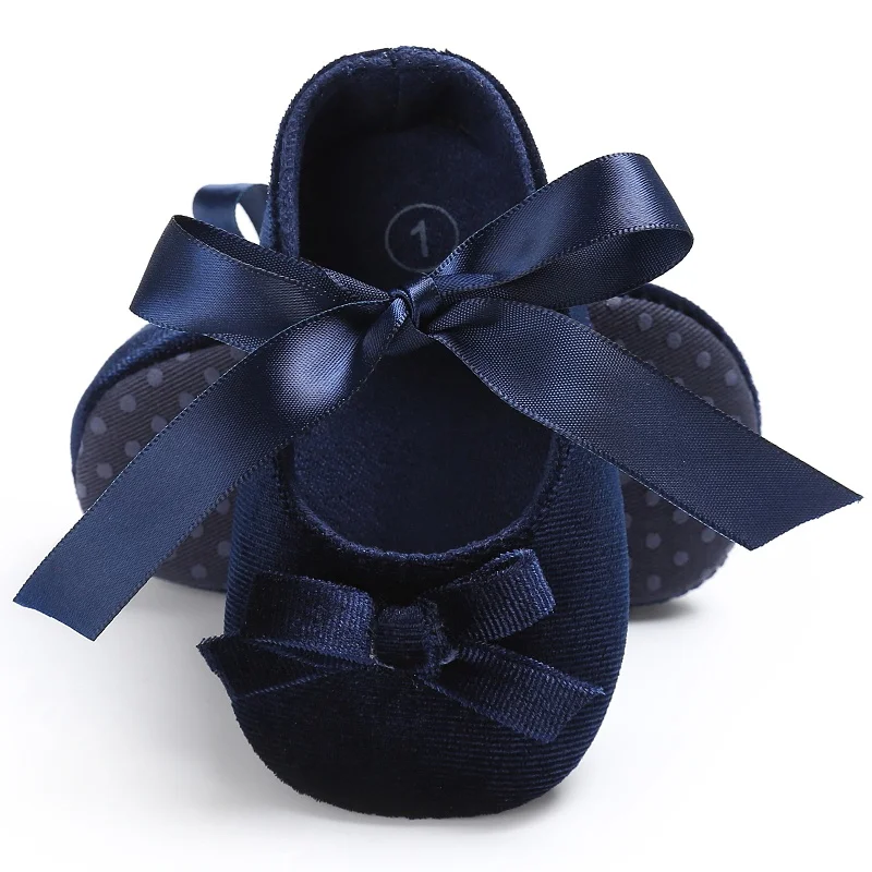 5 Colors Spring Newborn Baby Girls Newborn Princess Style Bowknot Shoes Bow Silk Ribbon Soft Soled Footwear First Walkers