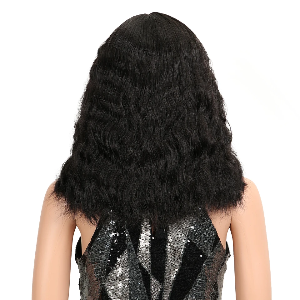 Магия Волос Глубокие Волнистые Синтетический Синтетические волосы на кружеве парики для черный Для женщин афро глубоко вьющиеся парик 1" дюймов 4" Цвета доступны средний черный