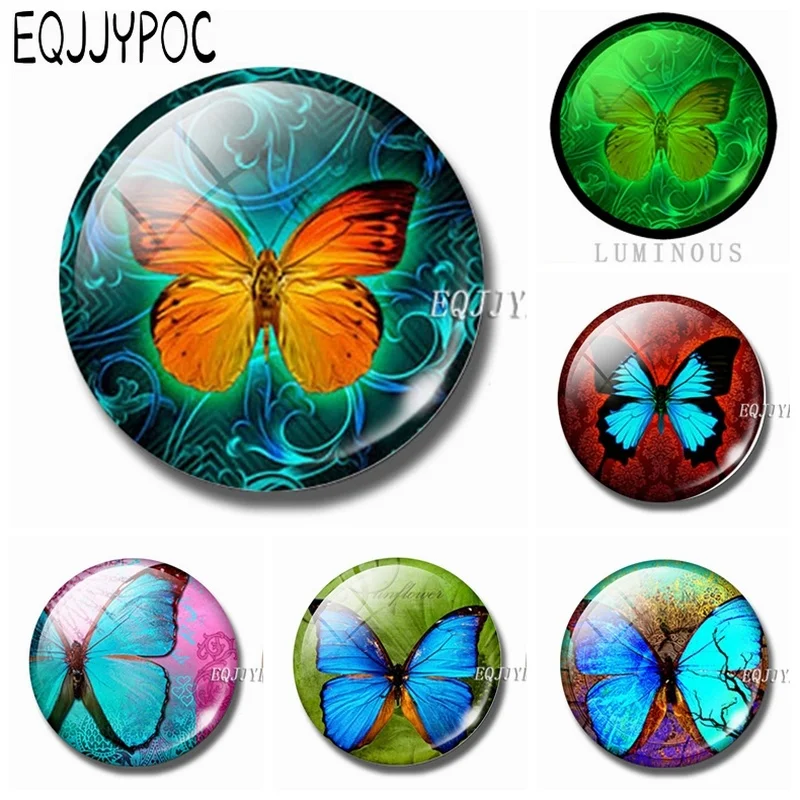 

30 MM Fridge Magnet Butterfly Glass Gemstone Magnets for Refrigerators for Home Decor Removable Cute Animal Magnetic Stickers