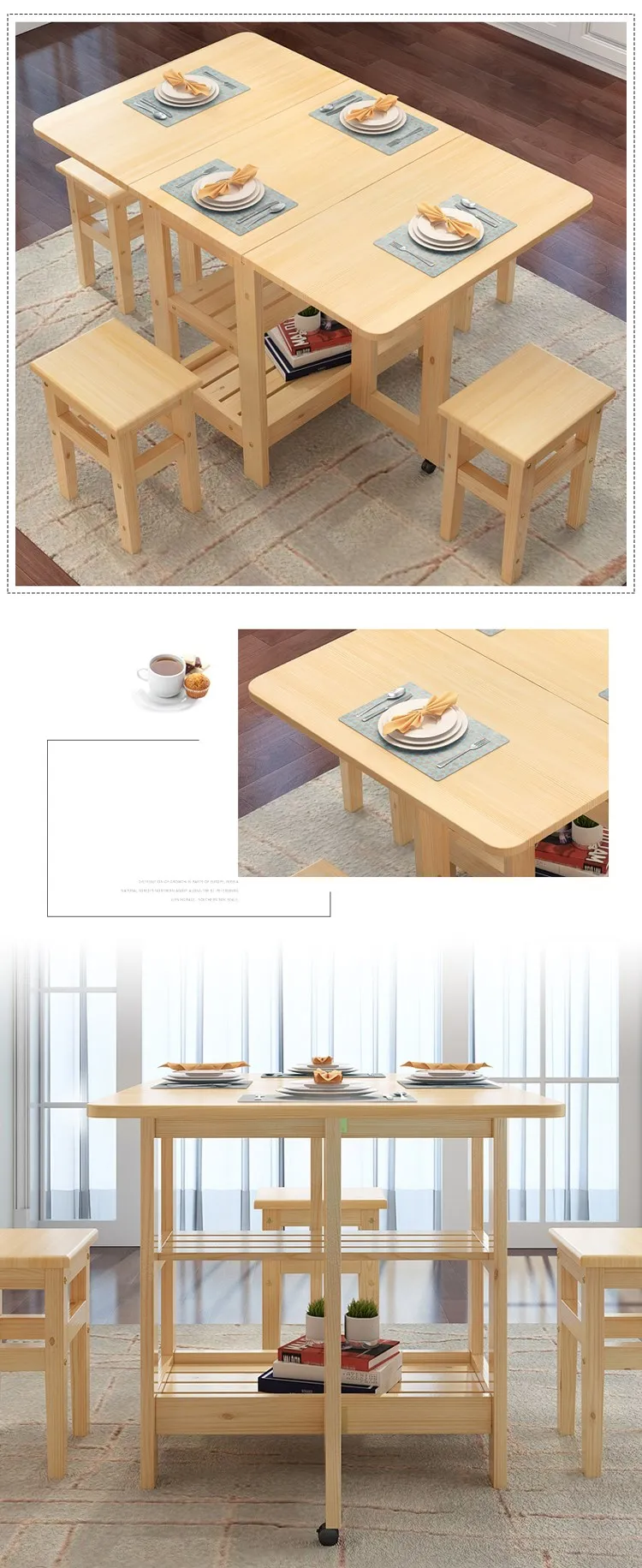 Высокое качество, твердый деревянный складной обеденный стол, набор, многофункциональный, Меса де комедор, Складывающийся стол, Esstisch