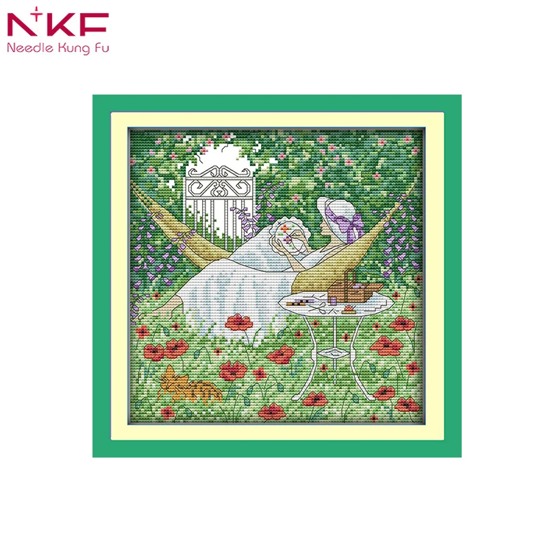 

NKF Leisure afternoon decor painting counted print on canvas DMC 11CT 14CT Cross Stitch kits embroidery needlework Sets DIY
