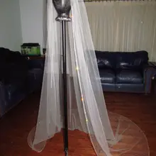 4 м, длина х 3 м, ширина, белая/lvory, 1 ярус, Фата для собора, свадебная вуаль с отделкой из кристаллов, EE304