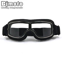 GT-011-BK-CL NEW Harley Style Motorcycle Goggles Pilot Motorbike Goggles Leather Retro Jet Helmet Eyewear