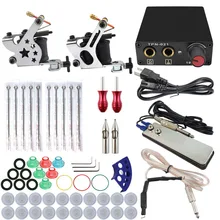 Besta выполните тату комплект 2 Пулеметы вкладыша Shader иглы питания DIY Набор блок питания сцепление СОВЕТЫ США/ UK/EU