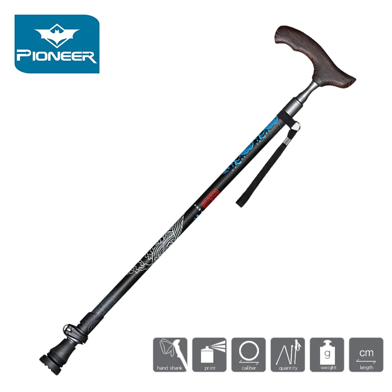 Pioneiro ao ar Fibra de Carbono Livre Pólo Caminhadas Bengalas Varas Nórdicos Bengala Dobrável Ajustável 5-seção Escalada Trekking Pólos 17 High Quality Esporte e Lazer