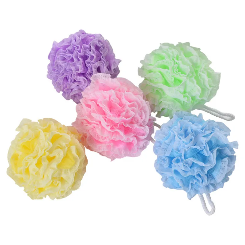 

Lace bath flower large size 50g soft color bath ball cleaning care bath rub PE fiber net bath flower 6 Colors