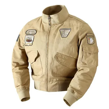 

KIMSERE Men Air Force Pilot Cargo Jackets Military Style Flight Bomber Jacket Casual Tactical Outerwear With Epaulet 100% Cotton
