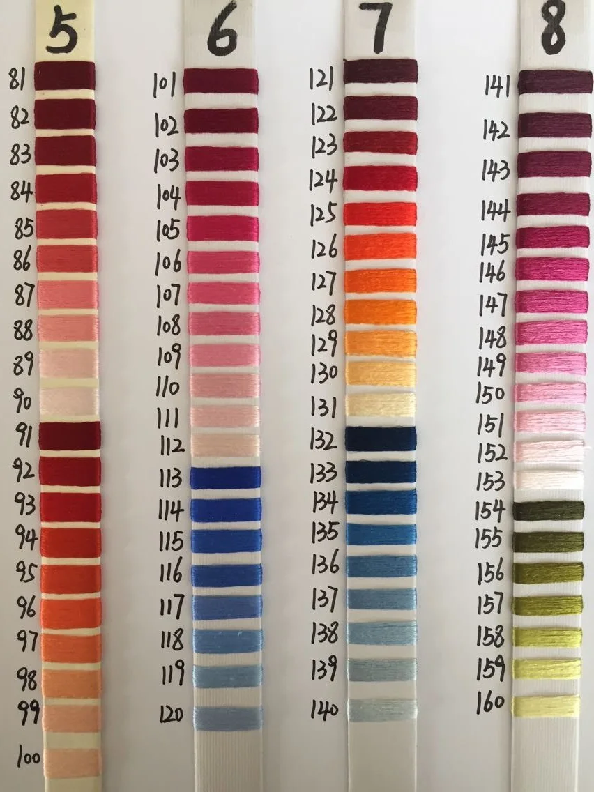 Шелковая нить тутового шелкопряда для вышивки 50 штук с разными часто используемыми цветами