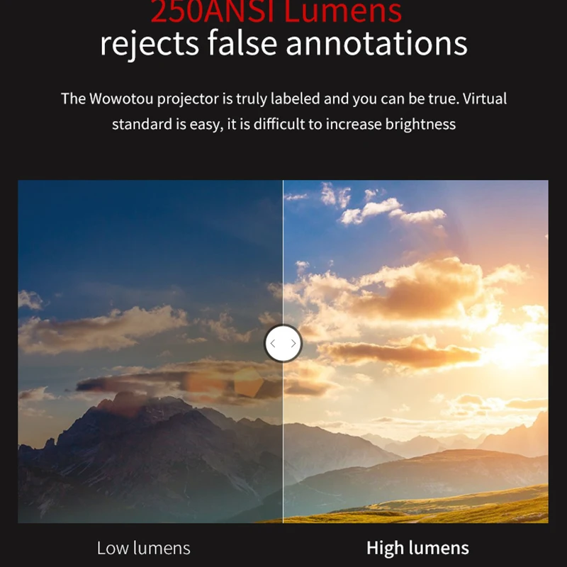 WOWOTO Bluetooth Projector Electric Focus 4K Resolution Wi-Fi Projector 600ANSI LED Portable HD for Home Cinema Window System S6