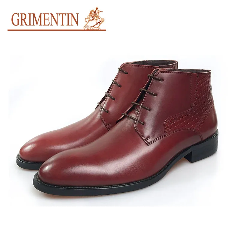 

GRIMENTIN men boots genuine leather ankle fashion designer men business wedding formal shoes